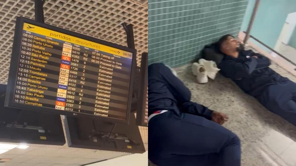 Jogadores do Porto Velho estão em condições desumanas no aeroporto após jogo na Copa Verde | Fonte: Sthanley Magalhães