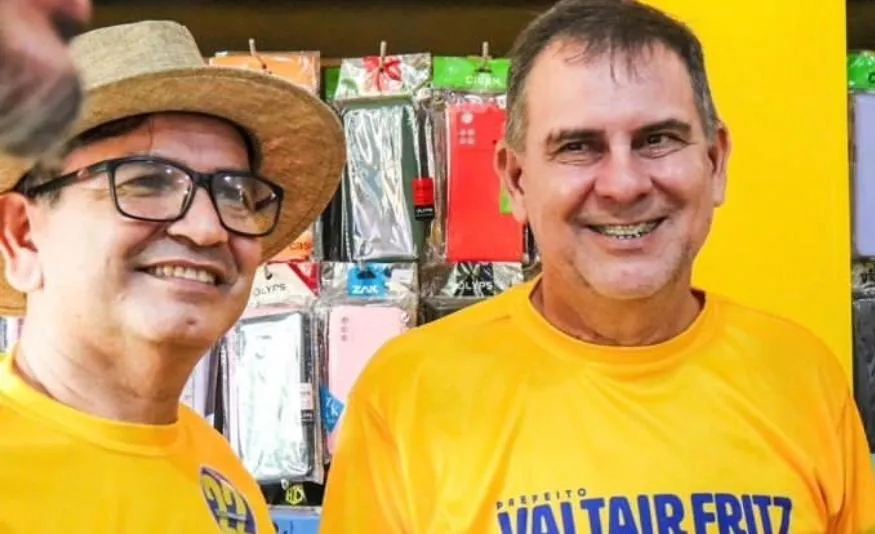 Prefeito eleito Valtair Fritz ao lado do Vice Prefeito eleito Pr. Zé Carlos | Foto: Reprodução/Redes Sociais 