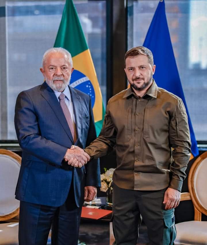 Lula e Zelensky se reúnem presencialmente em Nova York nesta quarta-feira (20). — Foto: Ricardo Stuckert/Planalto